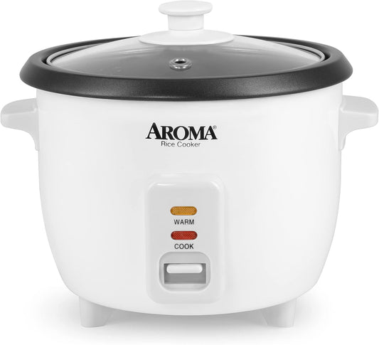 Aroma 6-Cup One-Touch Rice Cooker, 1.5 Qt, White (ARC-363NG)