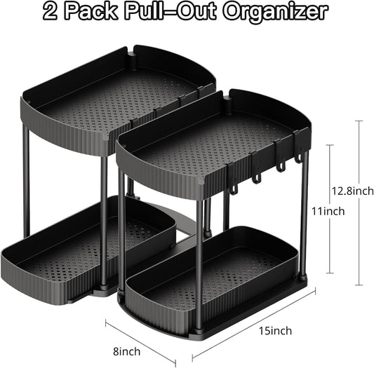 2-Pack Under Sink Organizers β 12.8", Black