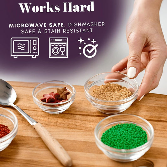 4 oz Glass Cooking Bowls β Set of 6, Stackable & Microwave Safe